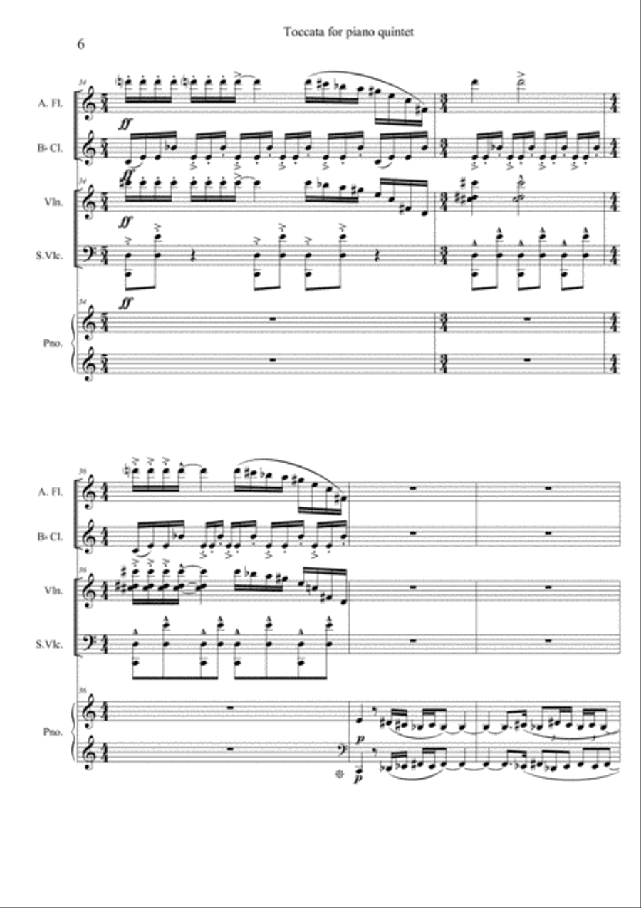 Toccata for Piano Quintet Small Ensemble scores gallery preview page 6