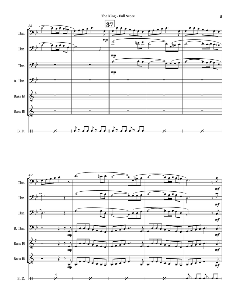 The King - Trombone Quartet Brass Quartet scores gallery preview page 5