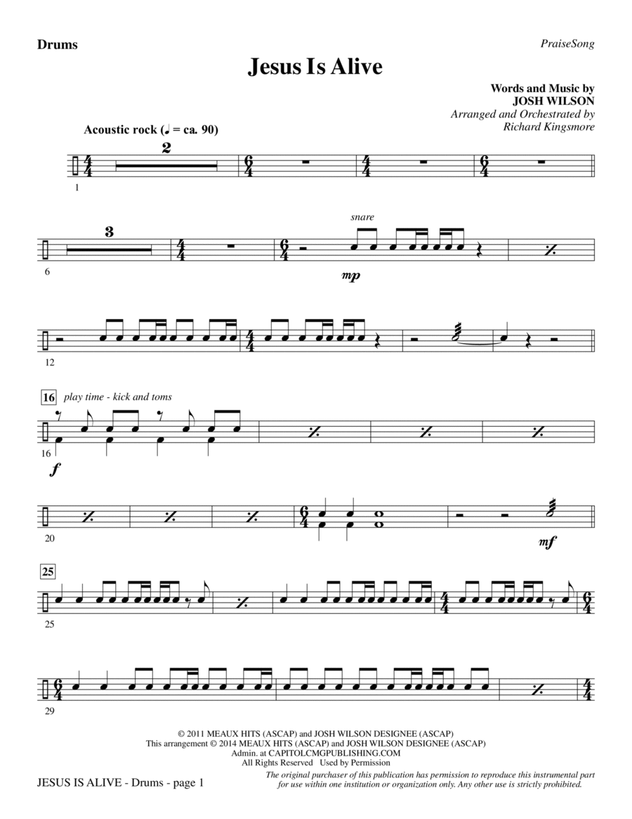 Jesus Is Alive - Drums Choir scores gallery preview page 1