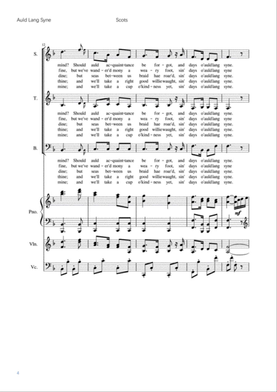 Auld Lang Syne 3-Part scores gallery preview page 4
