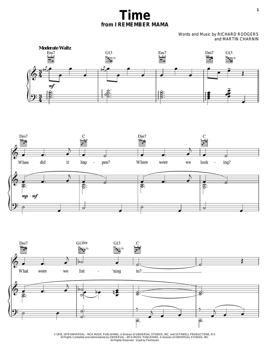Time Time Piano, Vocal, Guitar scores gallery preview page 1