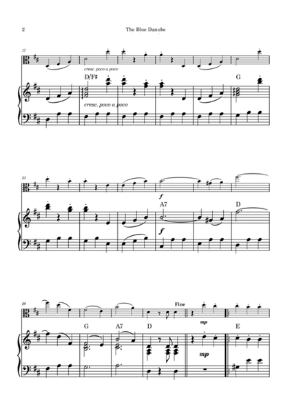 The Blue Danube - Viola and Piano with Chord Notations image number null