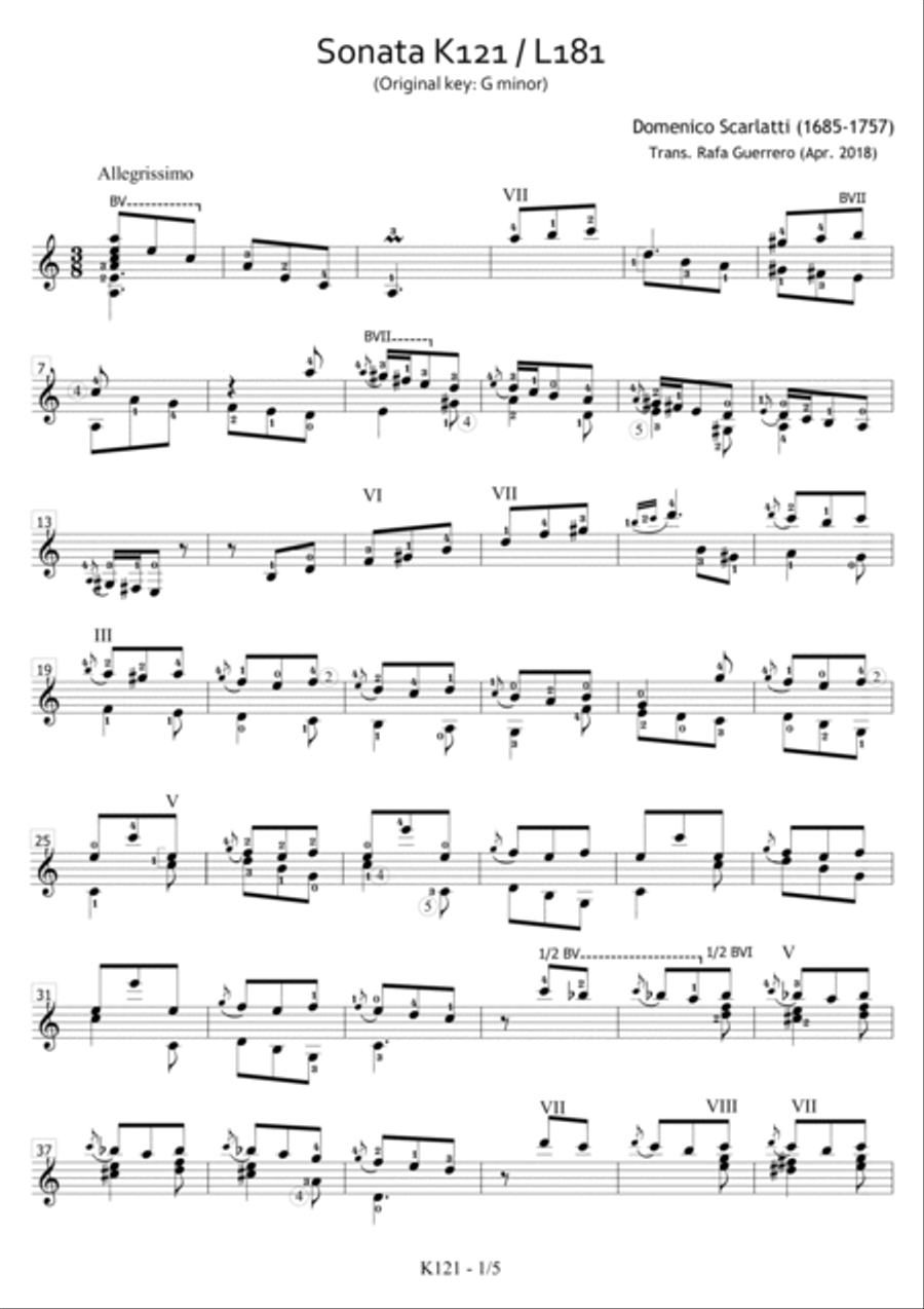 Sonata K121 / L181 Acoustic Guitar scores gallery preview page 2