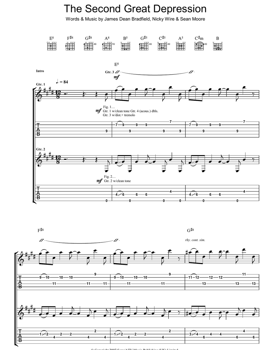 The Second Great Depression Guitar Tablature scores gallery preview page 1
