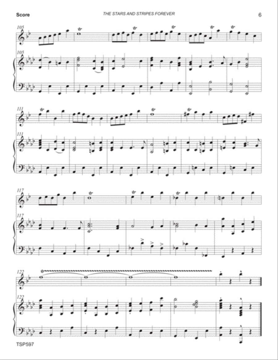 THE STARS AND STRIPES FOREVER - TRUMPET SOLO with Piano Accompaniment Trumpet Solo scores gallery preview page 6
