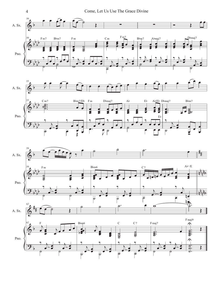 Come, Let Us Use The Grace Divine (Alto Saxophone and Piano) Alto Saxophone scores gallery preview page 5