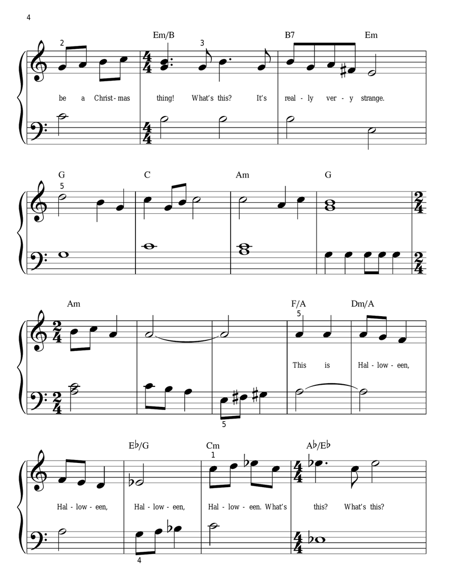 Finale/Reprise (from The Nightmare Before Christmas) Easy Piano scores gallery preview page 4