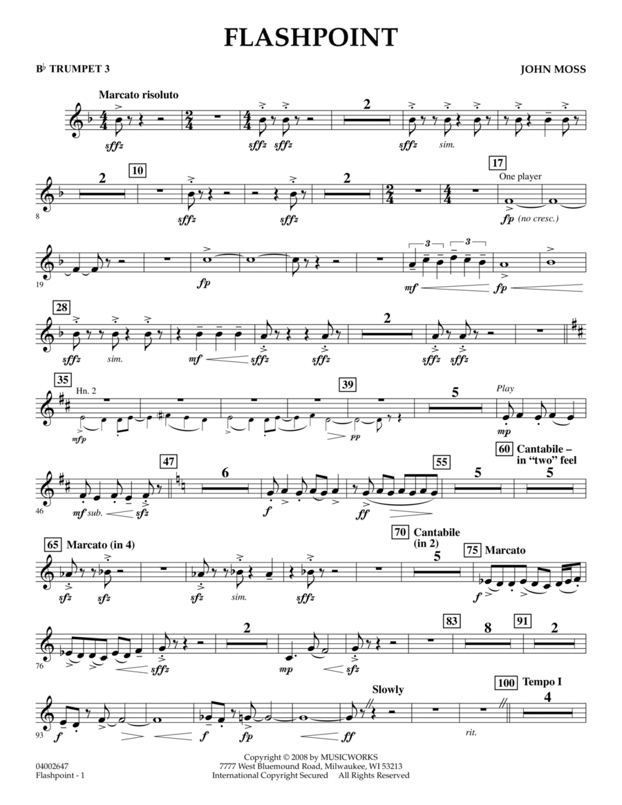 Flashpoint - Bb Trumpet 3 B-Flat Trumpet scores gallery preview page 1