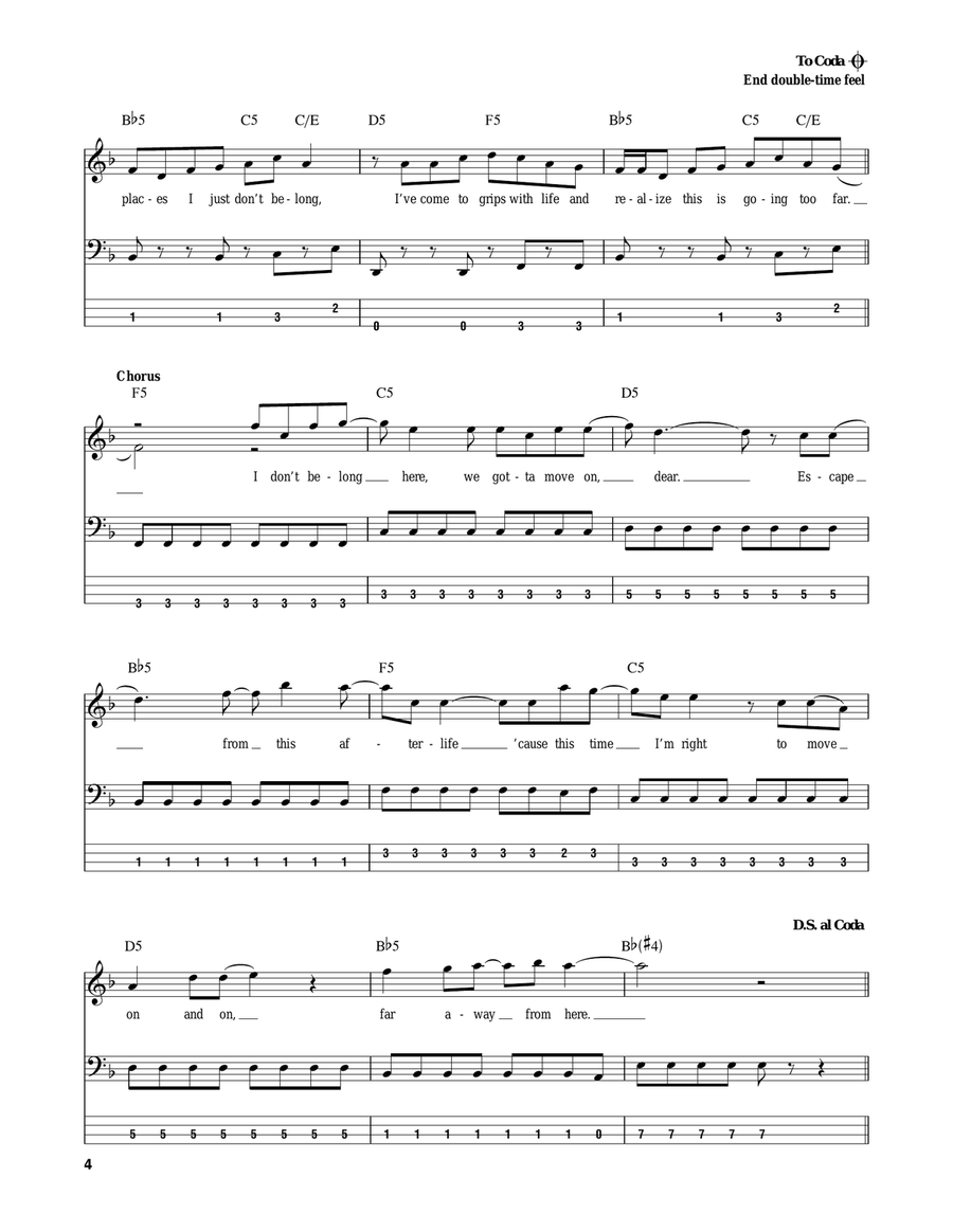 Afterlife Afterlife Bass Guitar Tablature scores gallery preview page 4