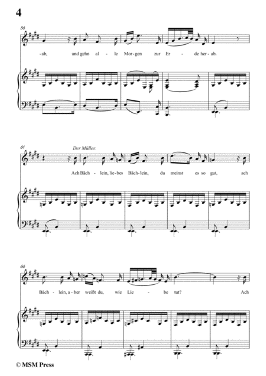 Schubert-Der Müller und der Bach,from 'Die Schöne Müllerin',Op.25 No.19,in e minor,for Voice&Piano Voice scores gallery preview page 6