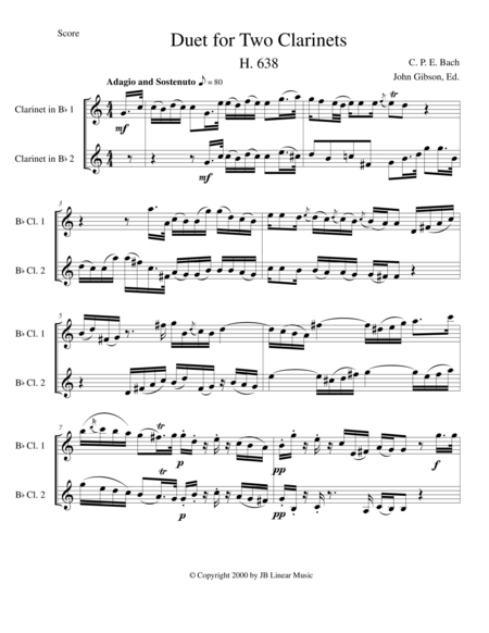 CPE Bach Duet for Two Clarinets