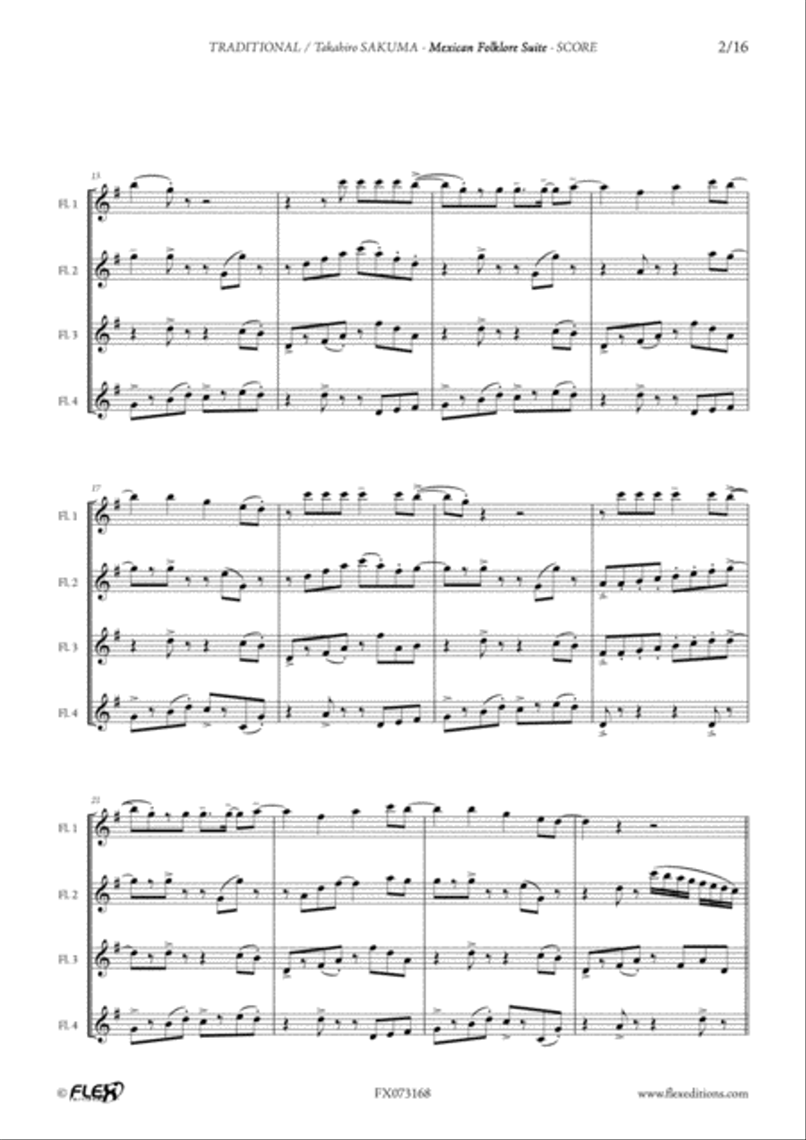Mexican Folklore Suite Flute Quartet scores gallery preview page 3
