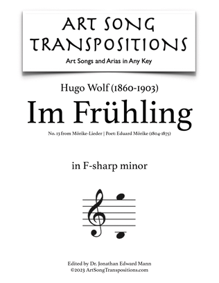 Book cover for WOLF: Im Frühling (transposed to F-sharp minor)