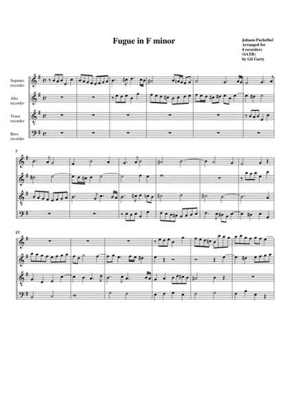 Fugue in F minor (arrangement for 4 recorders)