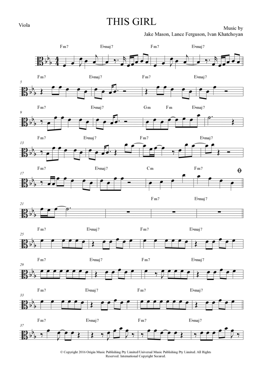 This Girl Viola Solo scores gallery preview page 1