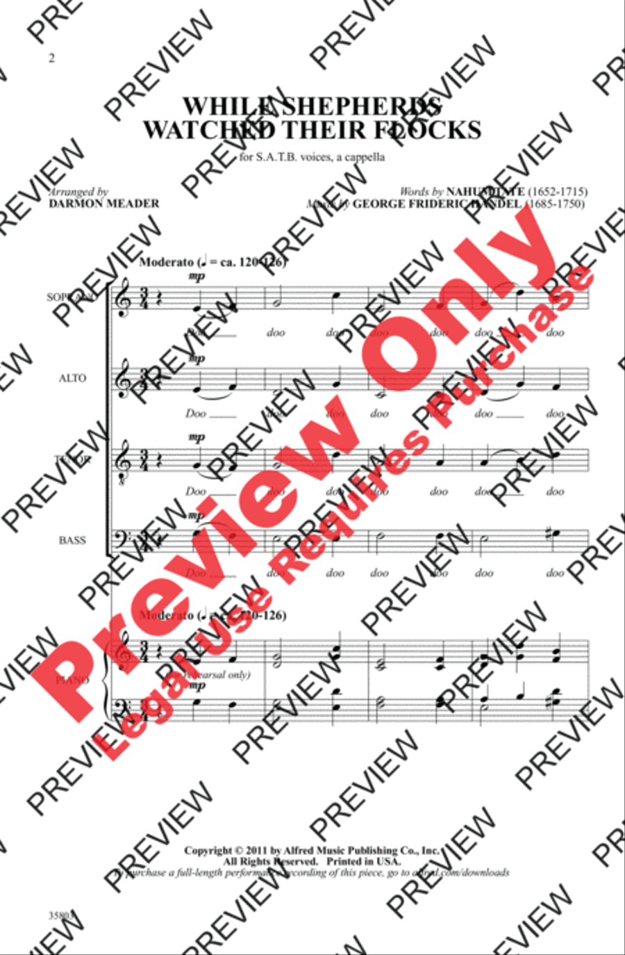 While Shepherds Watched Their Flocks 4-Part scores gallery preview page 2