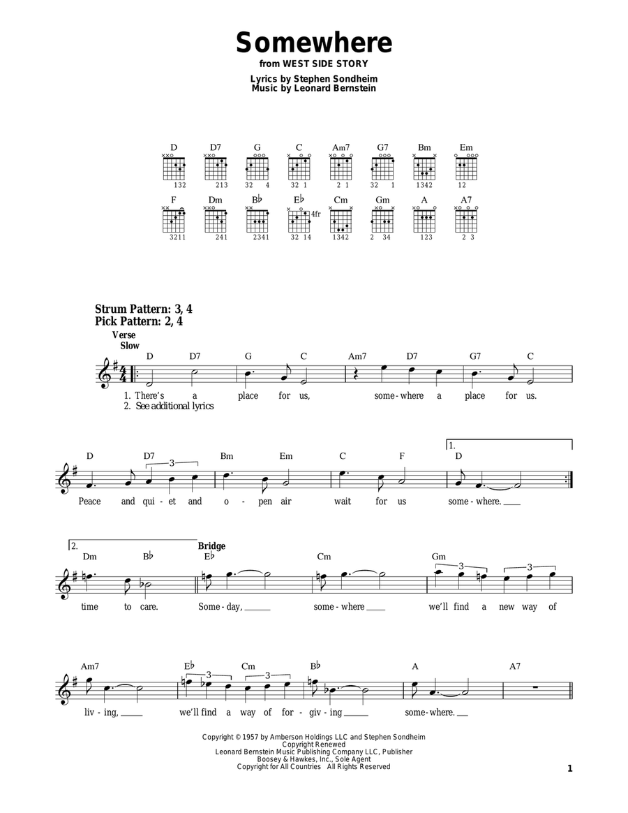 Somewhere (from West Side Story) Acoustic Guitar scores gallery preview page 1