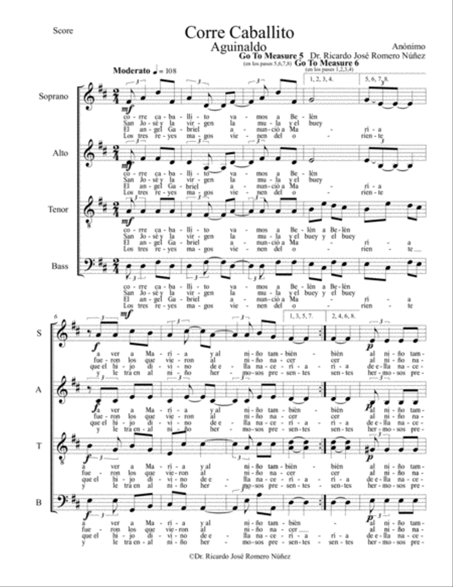Corre Caballito , Aguinaldo Venezolano 4-Part scores gallery preview page 1