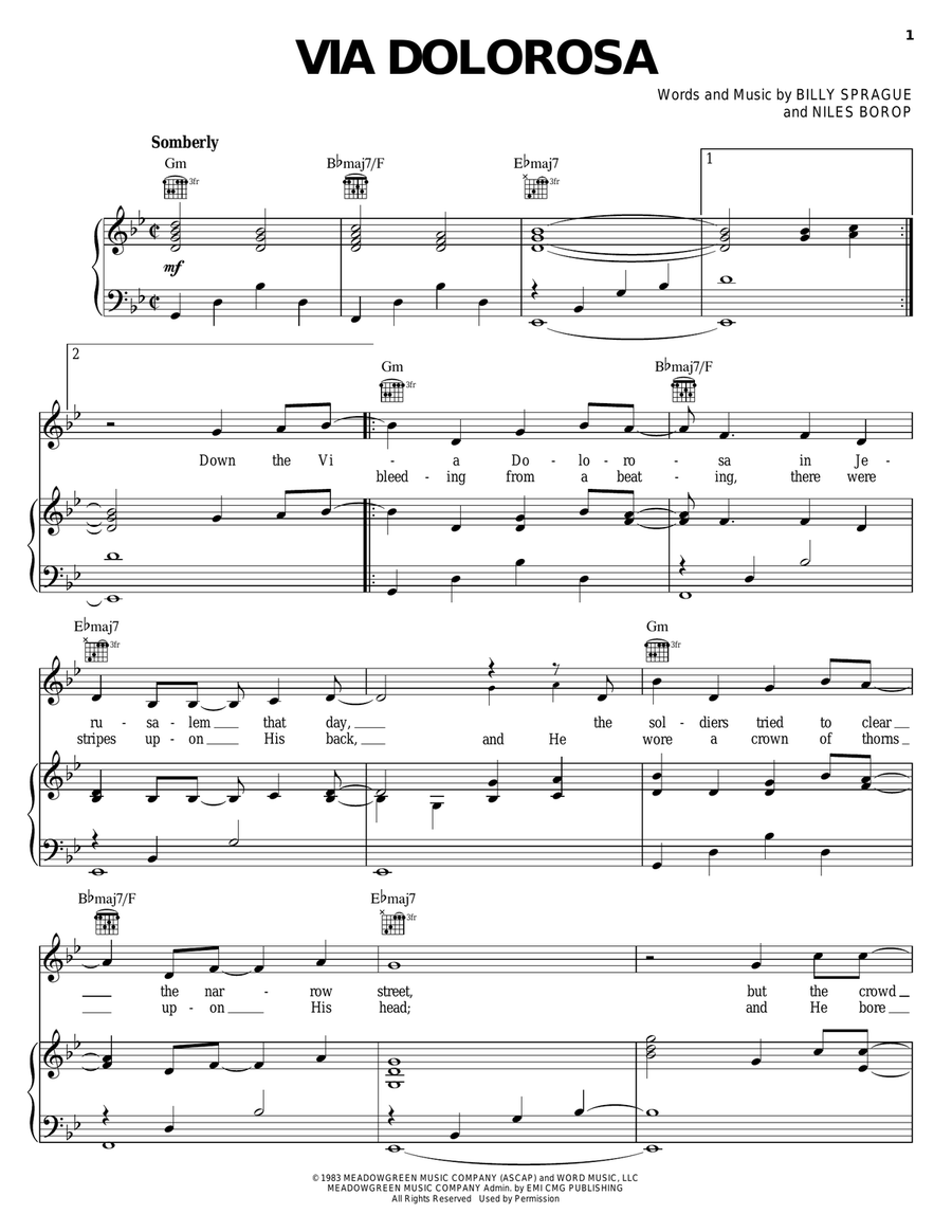 Via Dolorosa Via Dolorosa Piano, Vocal, Guitar scores gallery preview page 1