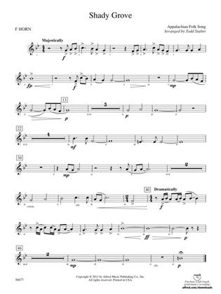 Shady Grove: 1st F Horn