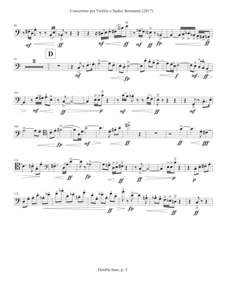 Concertino per Violino e Sedici Strumenti (2017) double bass part