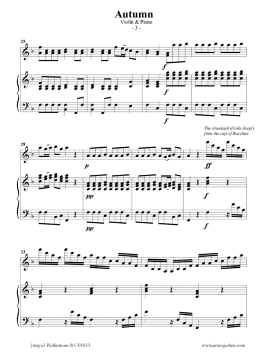 Vivaldi: Autumn from the Four Seasons for Violin & Piano Violin Solo scores gallery preview page 3