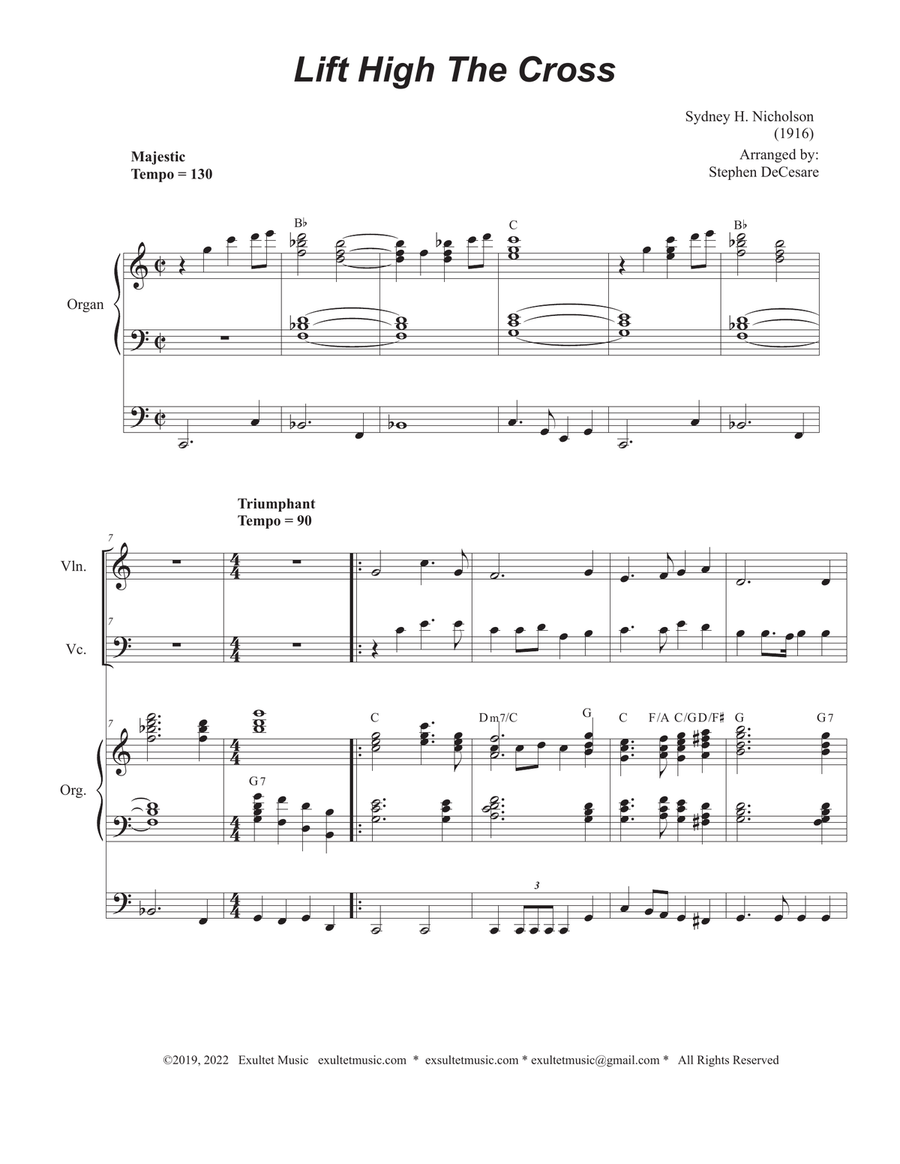 Lift High The Cross (Duet for Violin and Cello) String Duet scores gallery preview page 1