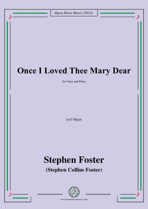 Book cover for S. Foster-Once I Loved Thee Mary Dear,in G Major