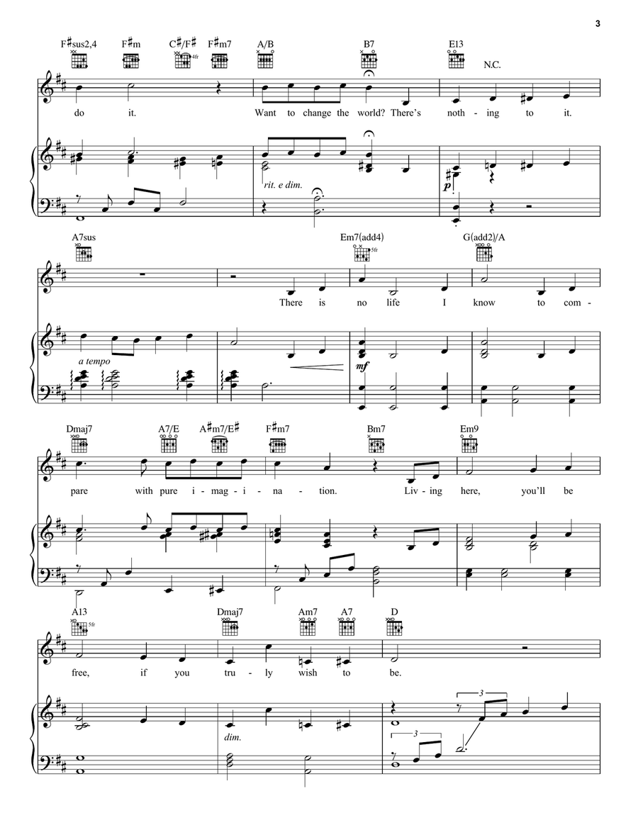 Pure Imagination Piano, Vocal, Guitar scores gallery preview page 3