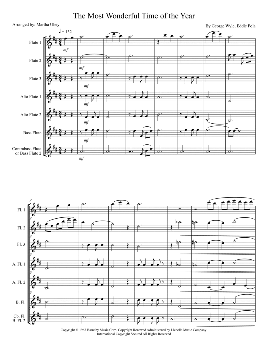 The Most Wonderful Time Of The Year Flute Choir scores gallery preview page 1
