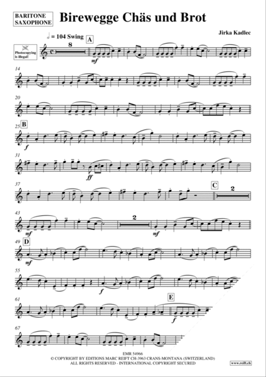 Birewegge Chas und Brot Baritone Saxophone scores gallery preview page 3