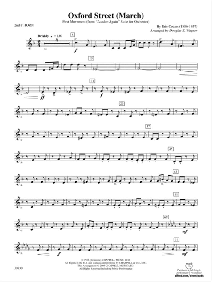 Oxford Street (March): 2nd F Horn Concert Band scores gallery preview page 1