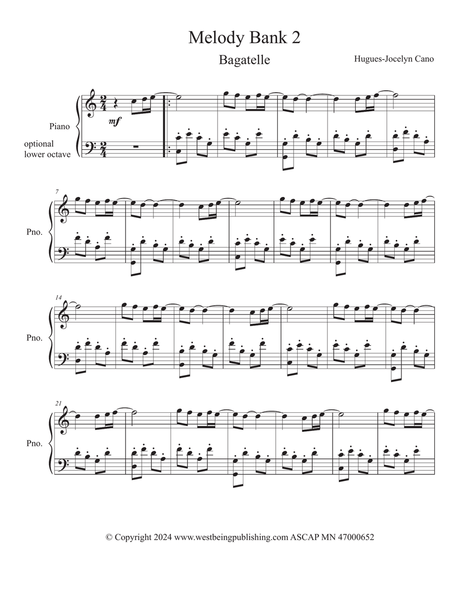Melody Bank 2 - Bagatelle Easy Piano scores gallery preview page 1