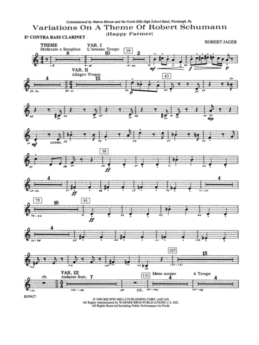 Variations on a Theme of Robert Schumann: E-flat Contrabass Clarinet