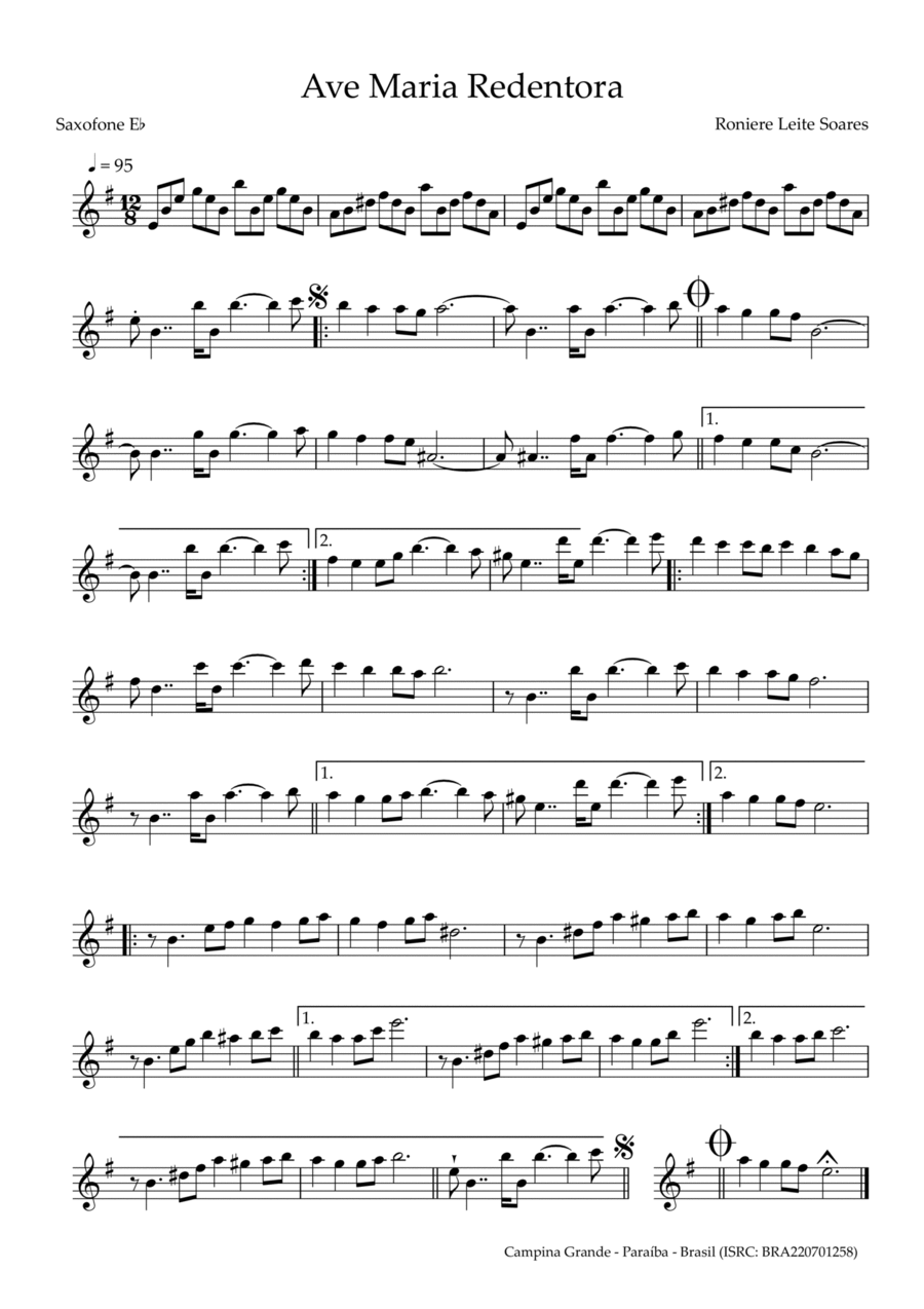 Ave Maria Redentora Alto Saxophone scores gallery preview page 1