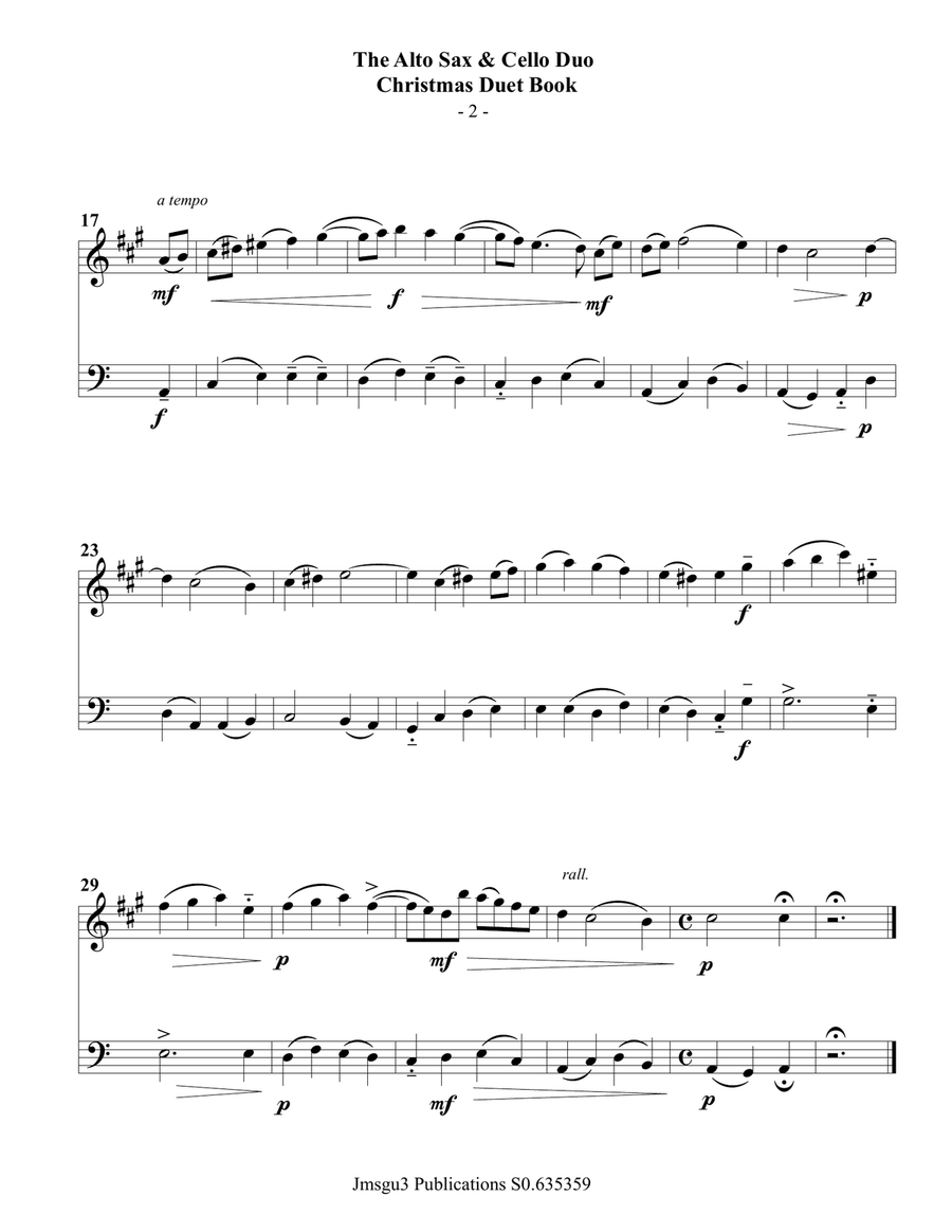 The Alto Sax & Cello Christmas Duet Book Alto Saxophone scores gallery preview page 3