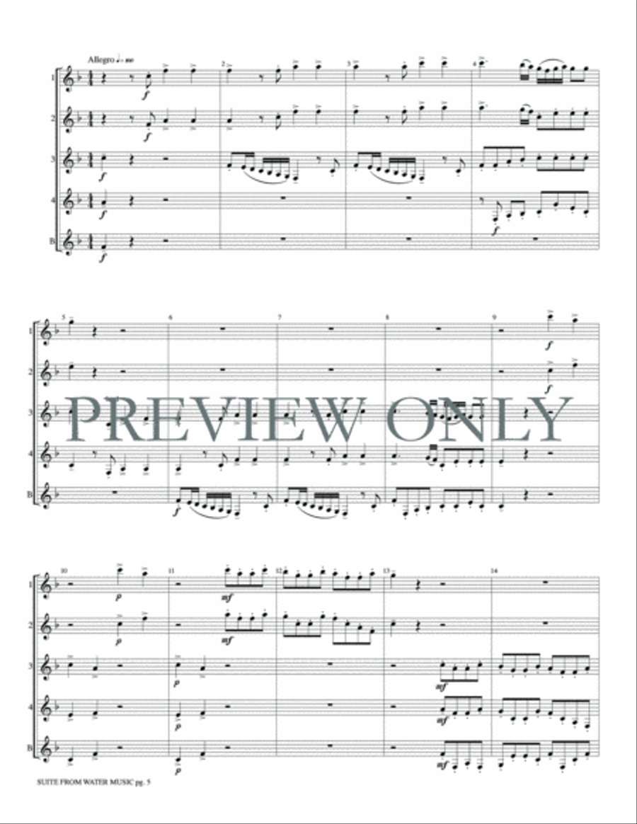 Suite from Water Music Clarinet Quintet scores gallery preview page 7