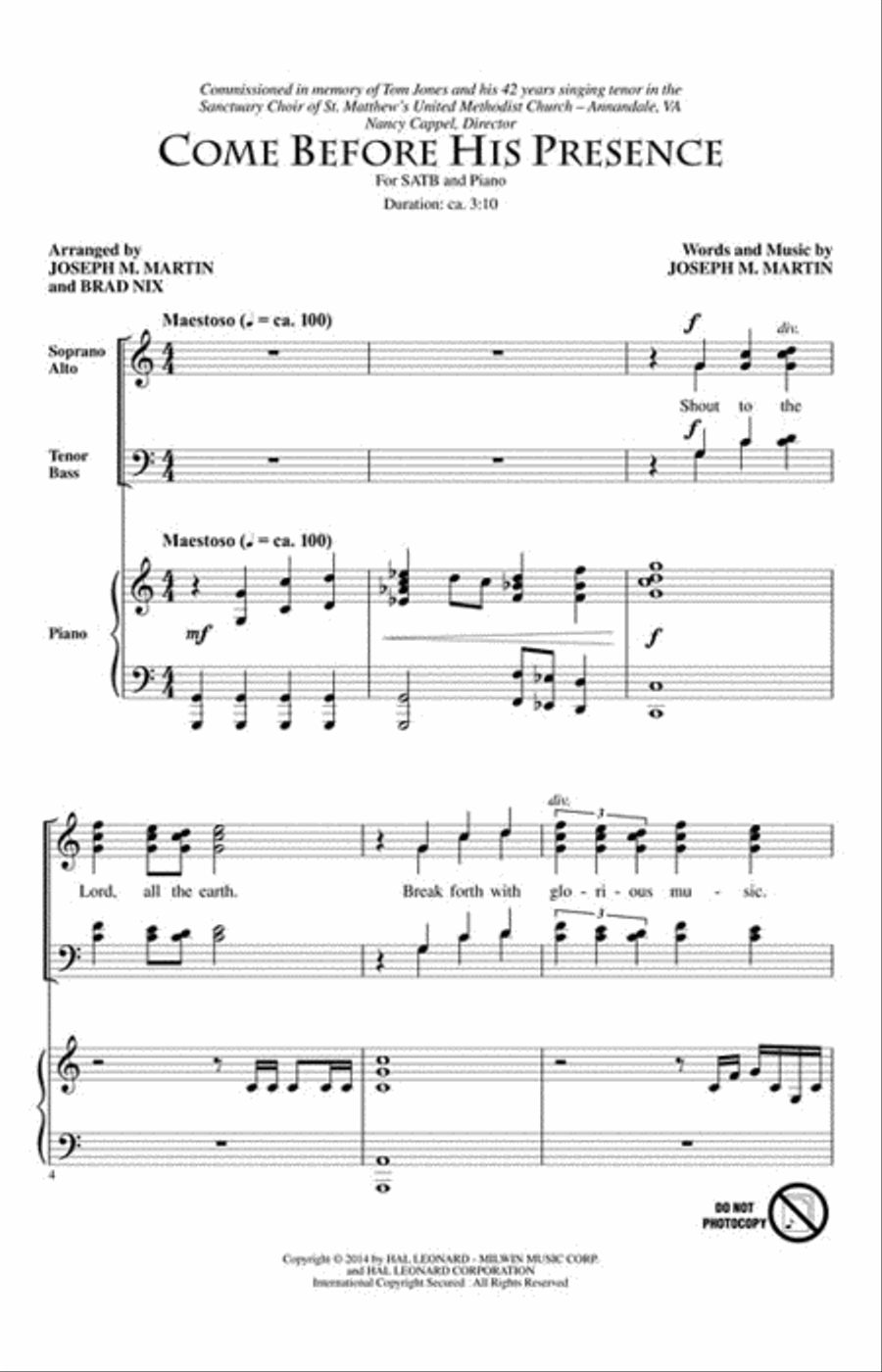 Come Before His Presence 4-Part scores gallery preview page 2