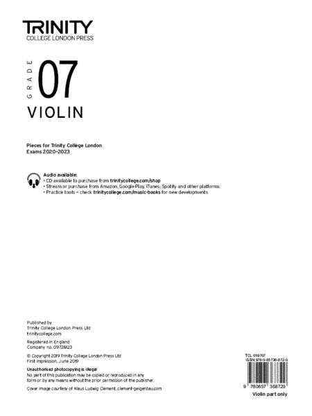 Violin Exam Pieces 2020-2023: Grade 7 (part only)