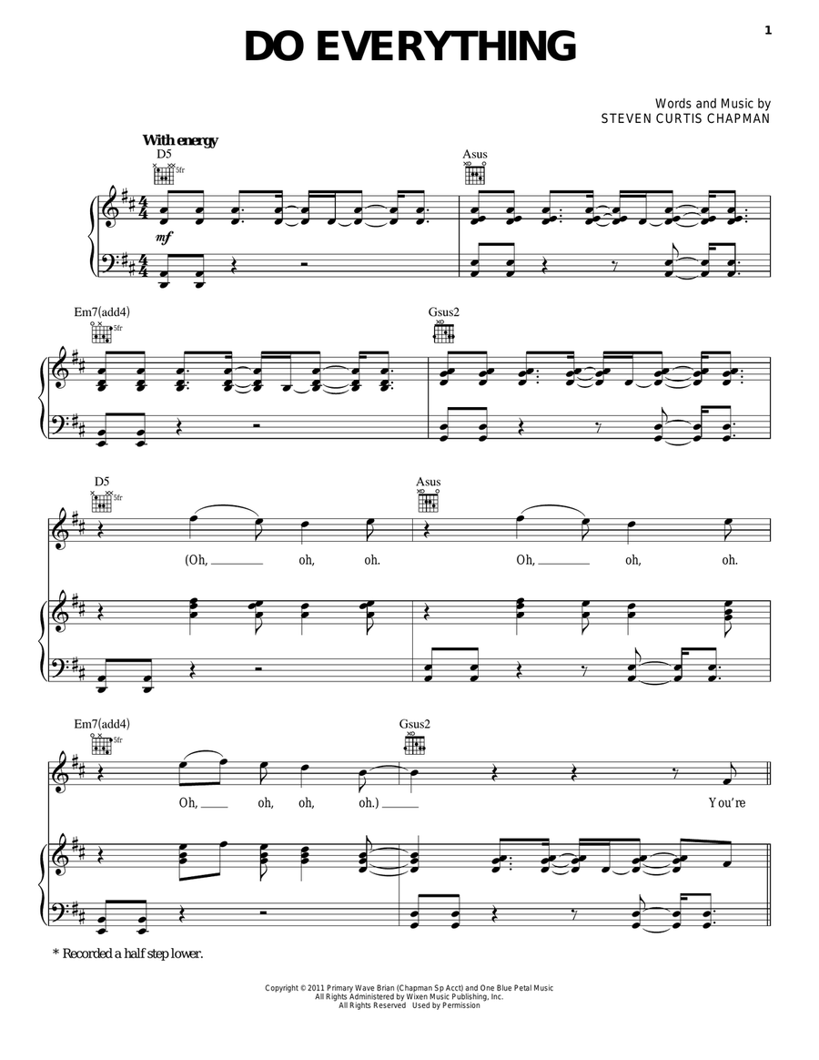 Do Everything Piano, Vocal, Guitar scores gallery preview page 1