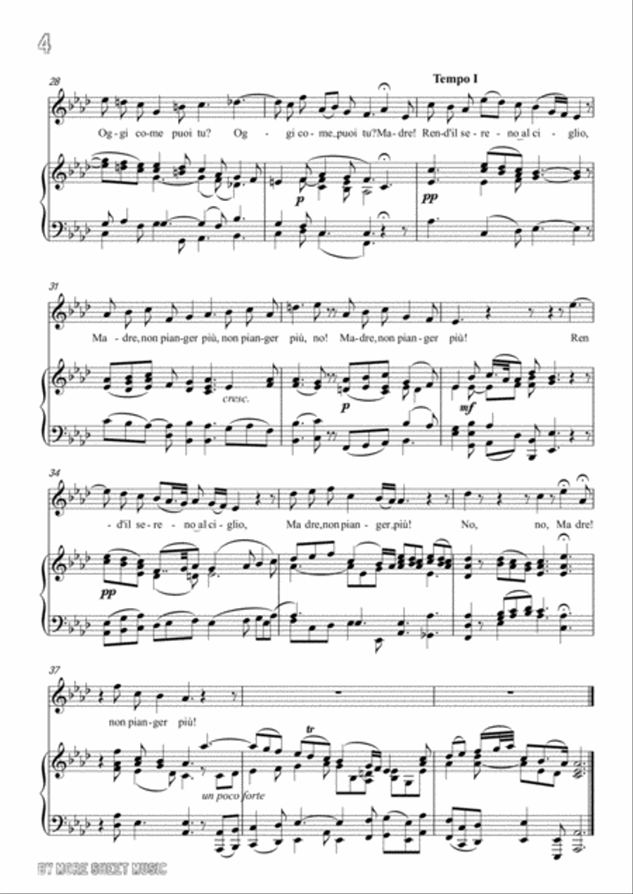 Handel-Rasserena,o Madre…Rend'il sereno al ciglio in e flat minor,for Voice and Piano Voice Solo scores gallery preview page 6
