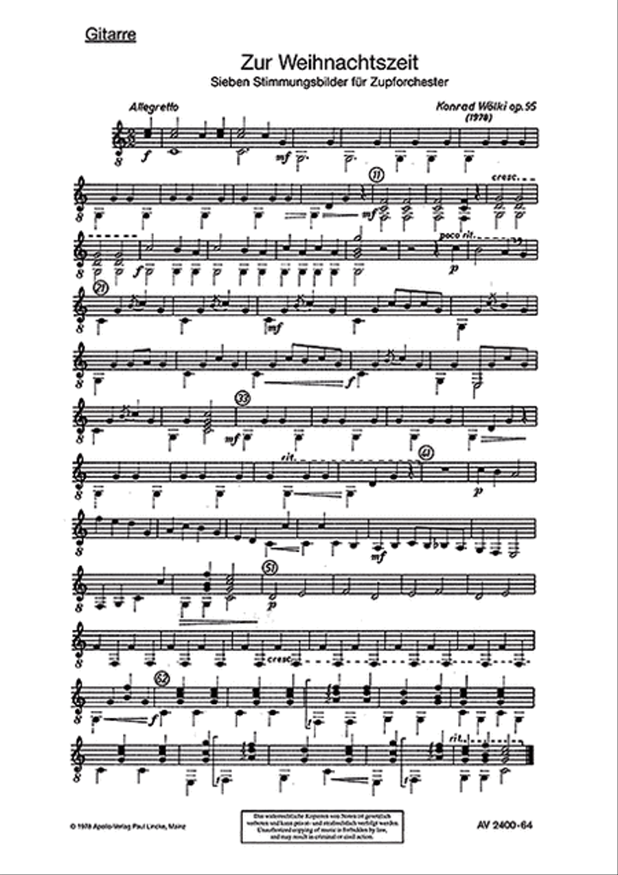 Zur Weihnachtszeit op. 95 Orchestra scores gallery preview page 1