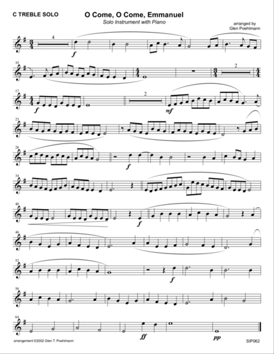 O COME O COME EMMANUEL - SOLO INSTRUMENT (or Group) with Piano Accompaniment Large Ensemble scores gallery preview page 5