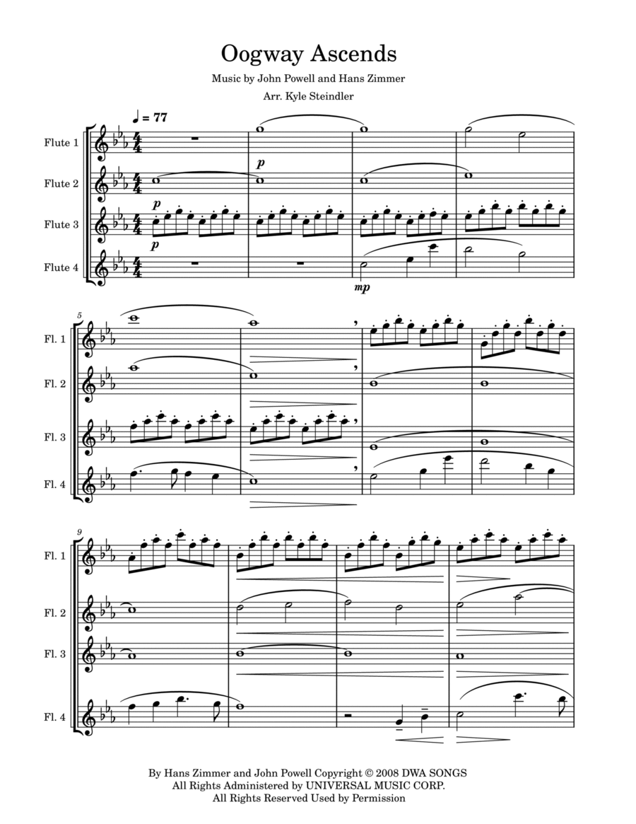Oogway Ascends Woodwind Quartet scores gallery preview page 1