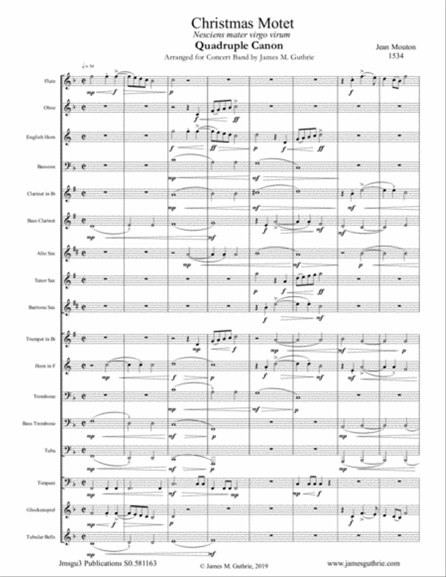 Mouton: Christmas Motet for Concert Band Concert Band scores gallery preview page 1