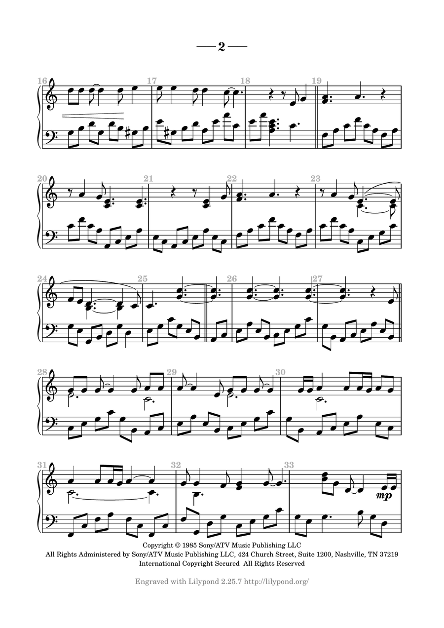 Hallelujah Piano Solo scores gallery preview page 2