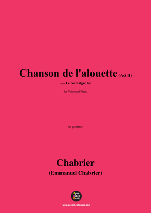Book cover for Chabrier-Chanson de l'alouette(Act II),in g minor