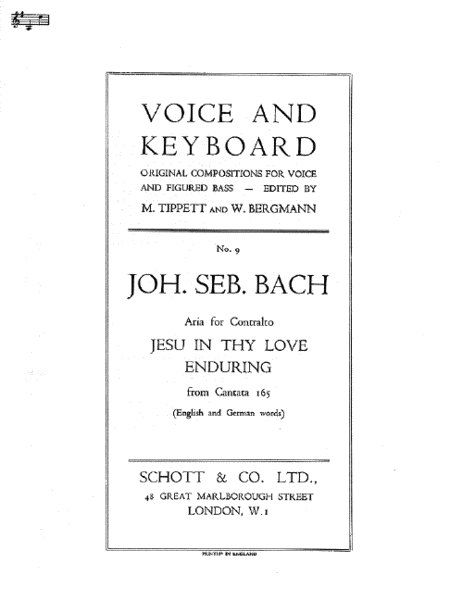 Jesu In Thy Love Voice/kybd
