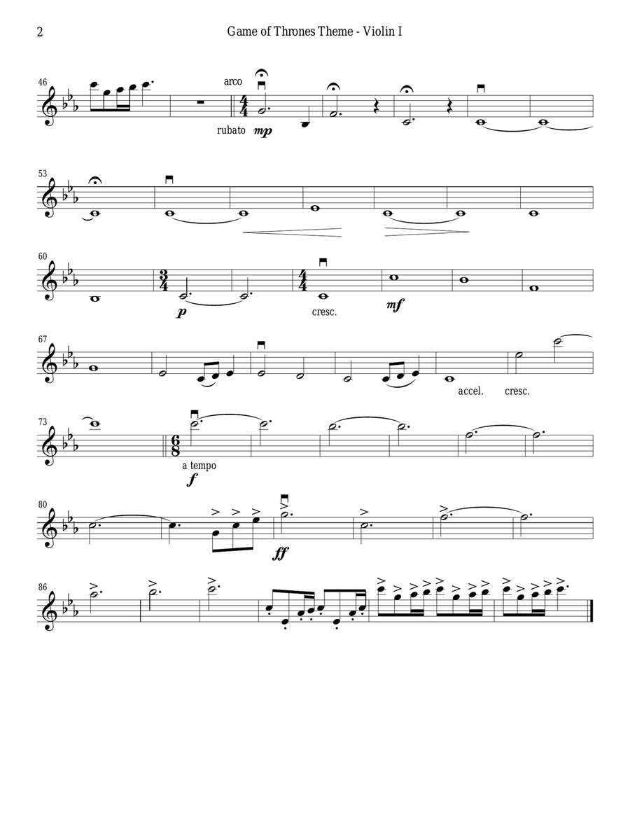 Game Of Thrones String Quartet scores gallery preview page 2
