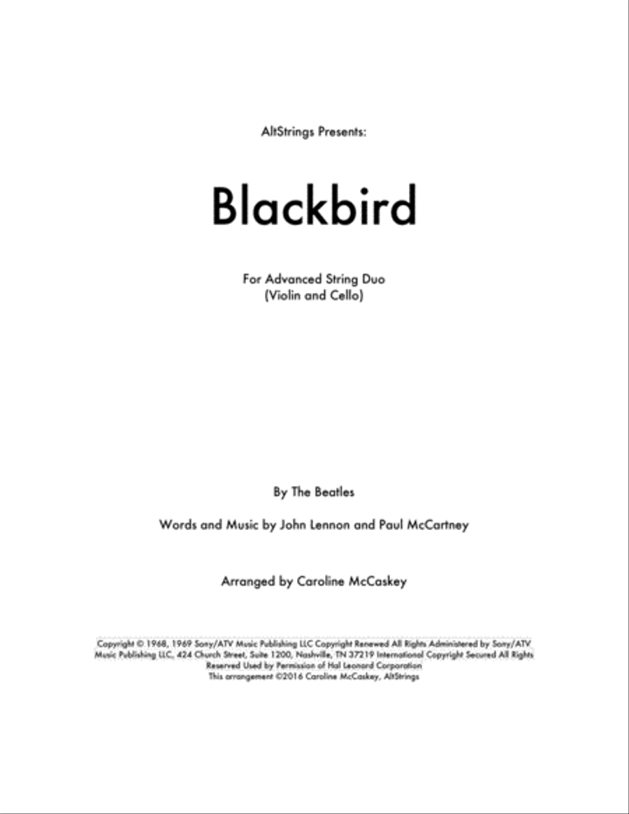 Blackbird String Duet scores gallery preview page 1